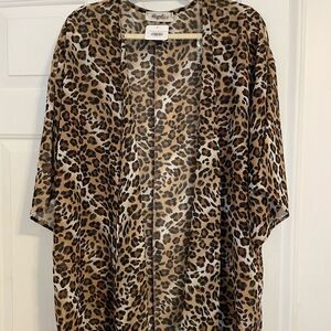 Haptics by Holly Harper Leopard Print Chiffon Cardigan Size M